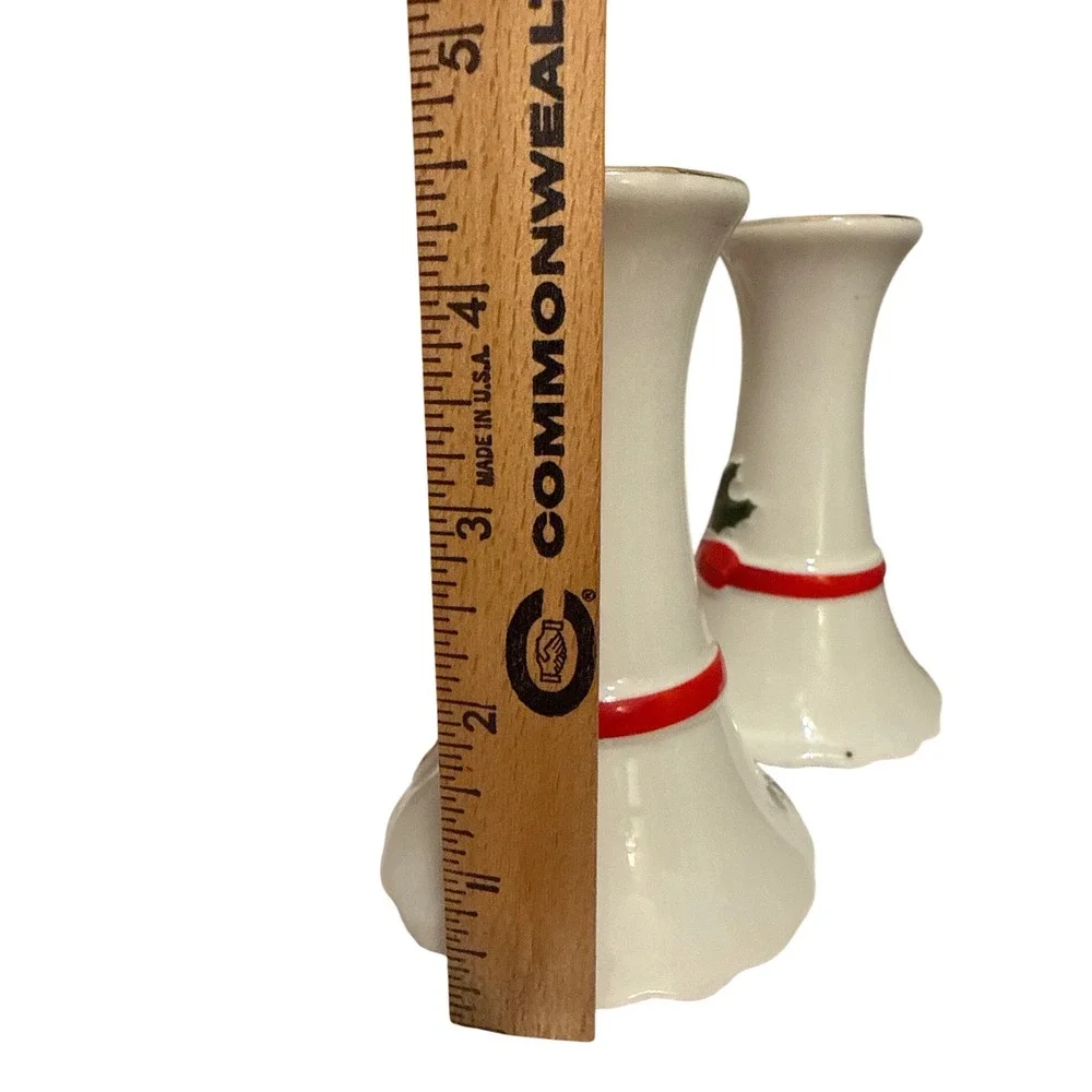 Mount Clemens‎ Pottery Christmas Candlesticks Holly Ribbon Pair Japan